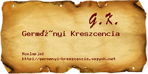 Germányi Kreszcencia névjegykártya